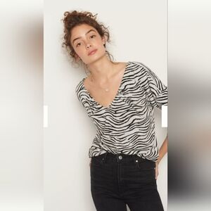 Maeve By Anthropologie Women's Taylor Zebra-Striped Pullover